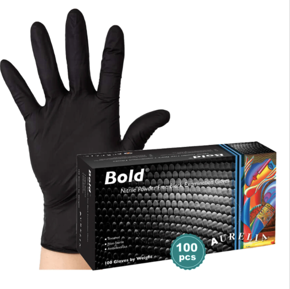 Aurelia BOLD Gants en nitrile noir 100/boîte